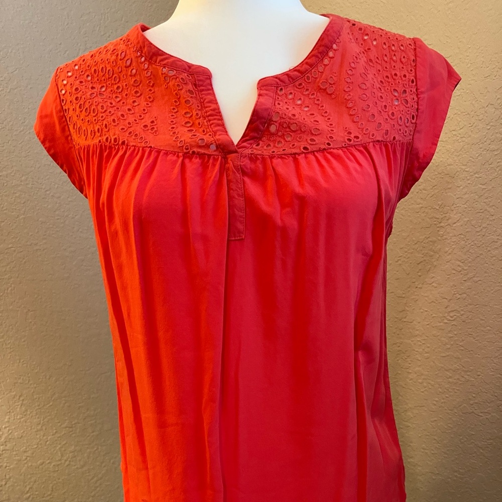Ladies eyelet detail top